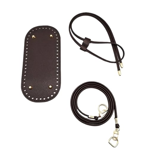 Accesorios de bolso de ganchillo con acabados elegantes en piel sintética marrón