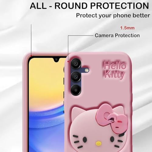 Image of for Samsung Galaxy S24 FE 5G Hello Kitty | 3D Cute Cartoon Case with Kitty Face Holder for Girls |Cute Soft Silicone Stylish Fashion Fun for Samsung Galaxy S24 FE 5G (Pink)