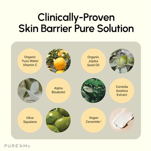 Image of PURE'AM Korean Barrier Repair Organic Moisturizer, Ceramide Cream For Dry & Sensitive Skin, Hydrating Face Balm, Moisturizer For Acne Prone Skin, 75ml (2.5 Fl Oz)
