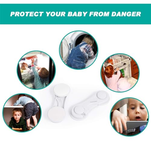 Cabinet Locks - Adoric Life Child Safety Locks 4 Pack - Baby Safety Cabinet Locks - Baby Proofing Cabinet Kitchen System with Strong Adhesive Tape