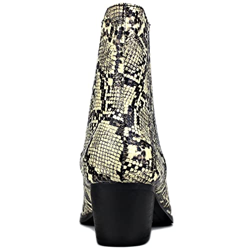 OSSTONE Men Chelsea Ankle Boots Leather Snake Print Chukka Boots Heel Retro Dress Boots JY039-US3