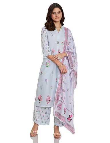 Image of Amazon Brand - Myx Women Guldasta Print Kurta Pant Set with Dupatta (Available in Plus Sizes)
