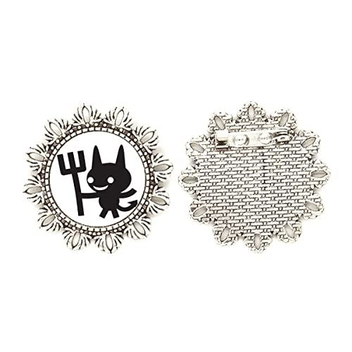 Broche de plata con flor Devil Happy Fear Halloween en talla mediana