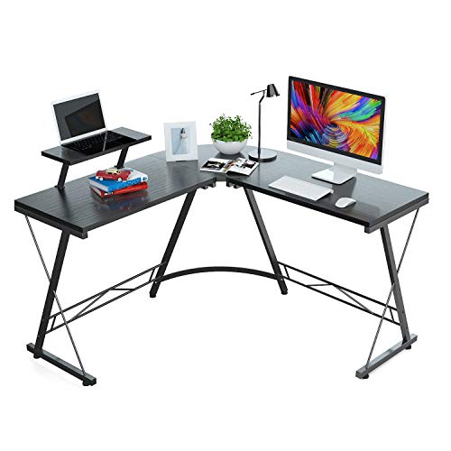 Foxemart L Shaped Desk Home Office Desk with Round Corner Modern Sturdy Computer