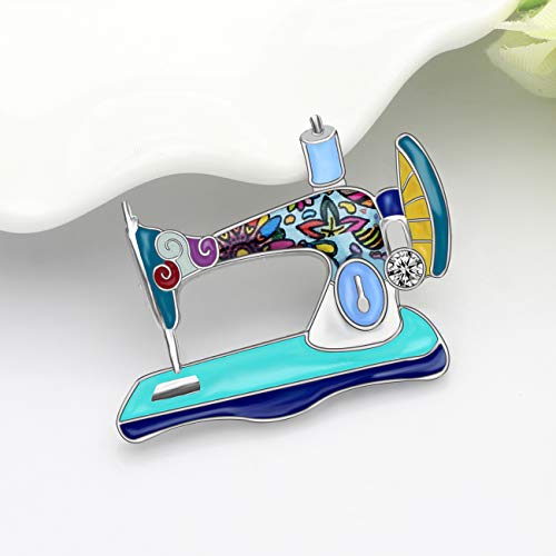 Newei Enamel Alloy Rhinestone Sewing Machine Brooches Pin Jewelry For Women Girls Novelty Gift Charms #TOP2