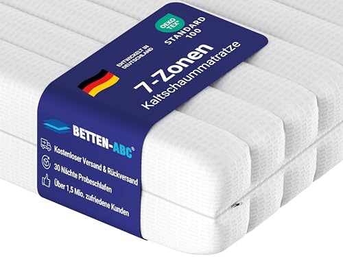 Betten-ABC - Matratze (KSP-500) - 90x200 cm - Wendematratze mit 2 Härtegraden (H3/H4) - 7-Zonen Matratze aus Hybridschaum - Hypoallergen &...