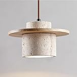 XLDZ Pendant Light, Concrete Pendant for Dining Room & Kitchen Island, Modern Nordic Ceiling Hanging Light, Natural Stone Shade (Natural, 20x12cm, Beige)