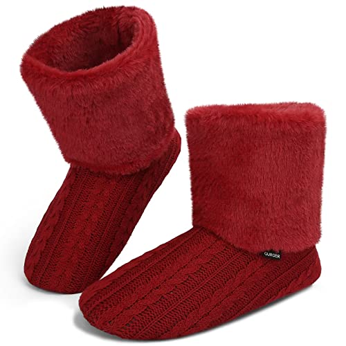 GURGER - Chaussons Bottines Unisexe Pour L'hiver - Doublure Fourrure Chaude - Semelle Antidérapante - Confort Maison
