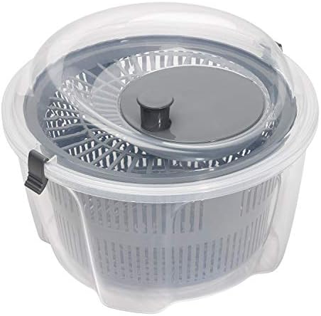 Chef Aid Clear Plastic Salad Spinner Measuring 24.5cm x 16cm, 4.4 Litre Capacity with easy spin mechanism