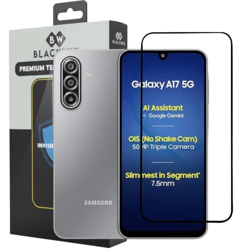 Image of Blackwik Tempered Glass Screen Protector for Samsung Galaxy A17 with Edge-To-Edge Protector Coverage | Easy Installation Kit (Black)