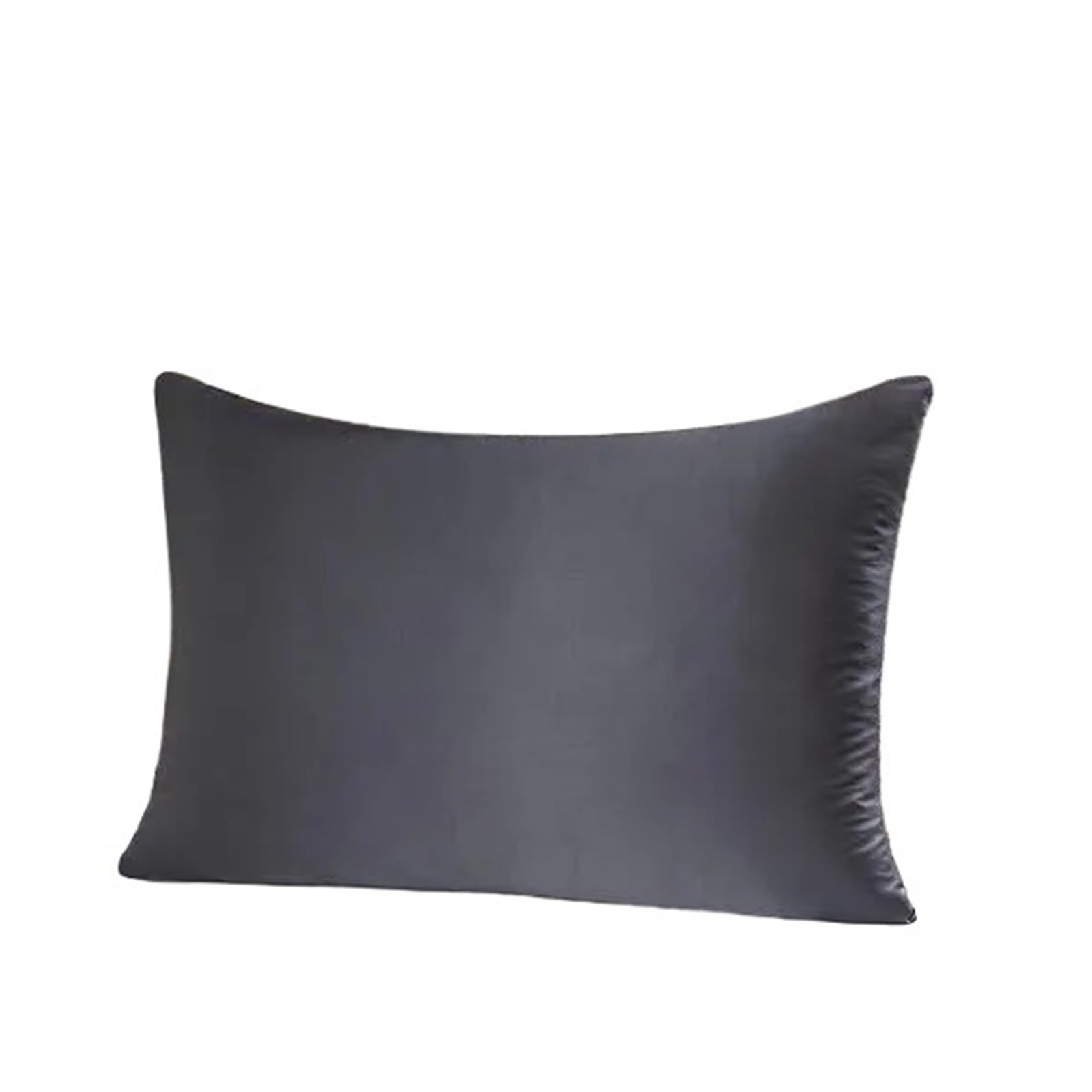 Funda Almohada Saten Funda de Almohada de Seda de Morera,Funda de Almohada de Seda Pura de Ambos Lados for Mujer,Almohada de Seda Pura for Cabello para Mujer(Dark Grey,50x70cm)