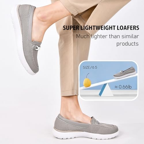 Image of Buyrew Loafers for Women - Comfortable Mesh Knit Slip On Walking Shoes with Arch Support - Dressy Business Casual Work Flats for Standing All Day - Lightweight Breathable Penny Loafers