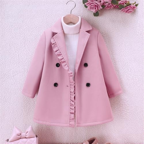 Girls Winter Dress Coat Button Peacoat Notch Lapel Double Breasted Outerwear with Pockets 5 14 Years Bubble Coat2