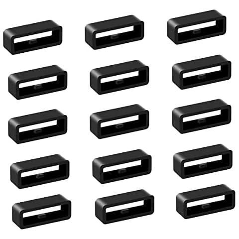 Rluobo Soporte para Correa de Reloj de silicona, 16pcs Retenedor de Correa para Reloj, Retenedor Correa Reloj, para Correa de Reloj Inteligente de Pulsera, Negro (20mm) Cover