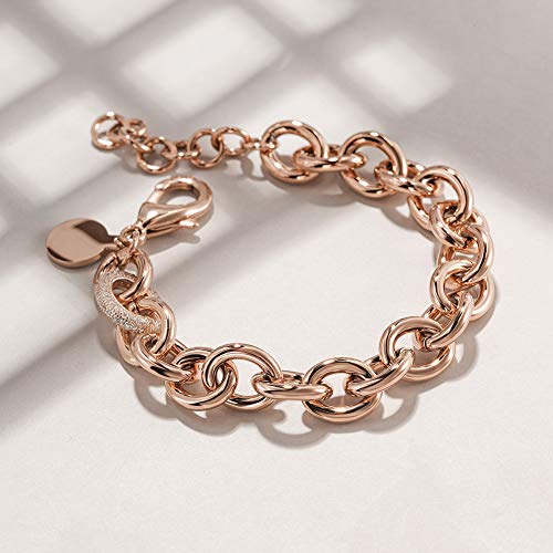 Ciunofor Link Bracelet Designer Brand Inspired Antique Women Jewelry Cable Wirevintage Valentine Wide Cuban Curb Link Bracelet Stainless Steel Adjustable Chain (Rose Gold) #TOP1