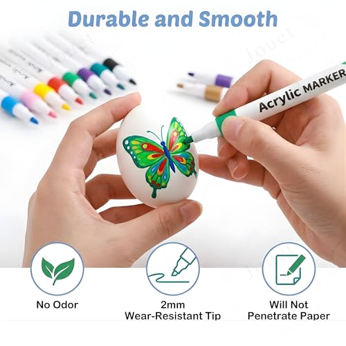 Image of JOUET 12 Colors Acrylic Paint Markers Set, Water-Based Non-Toxic Fine Tip Paint Pens for Rock Painting, Wood, Fabric, Glass & Canvas, Quick-Dry Waterproof Art Markers for Kids & Adults