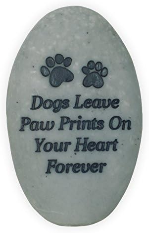 Dogs Leave Paw Prints On Your Heart Forever Rainbow Bridge Pet Stone, Deep Grey