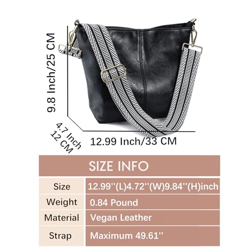 Image of Hobo Bags Vegan Leather Crossbody Bag Guitar Strap Shoulder Purses with Zipper Handbags for Women