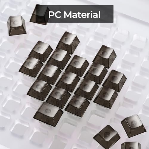 Image of XVX Blank Crystal Transparent Keycaps, PC Material Custom DIY Sweet Heart Keyboard Caps, Backlit Black Candy Keycap Cherry Profile for MX Switches Mechanical Keyboard (21pcs)