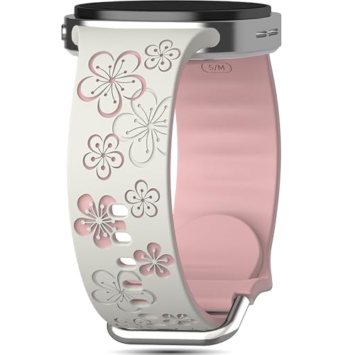 Floral Bands Compatible with Samsung Galaxy Watch 8/8 Classic Band 40mm/44mm/46mm 2025, Cute Soft Flower Engraved Silicone Inlay Dressy Strap for Galaxy Watch 8 40/44mm/8 Classic 46mm Band for Women - image 1