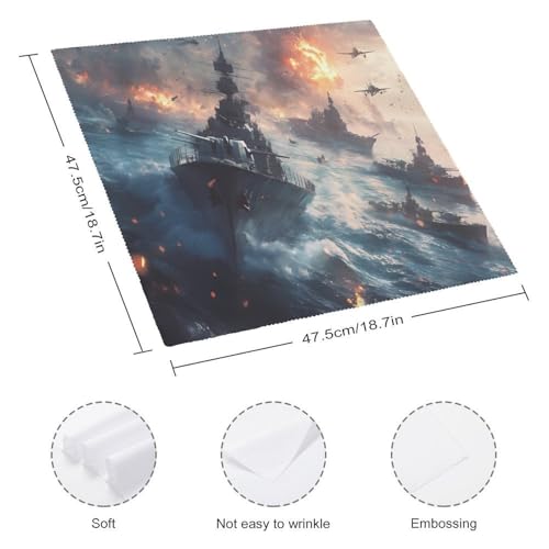 Servilleta de mesa suave y reutilizable Warships de forma cuadrada 3