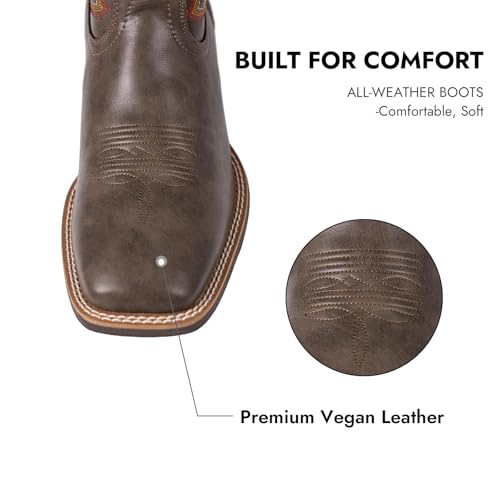 Palitutu Cowboy Boots for Men Square Toe Western Men's Boots Roomy Fit - image 4