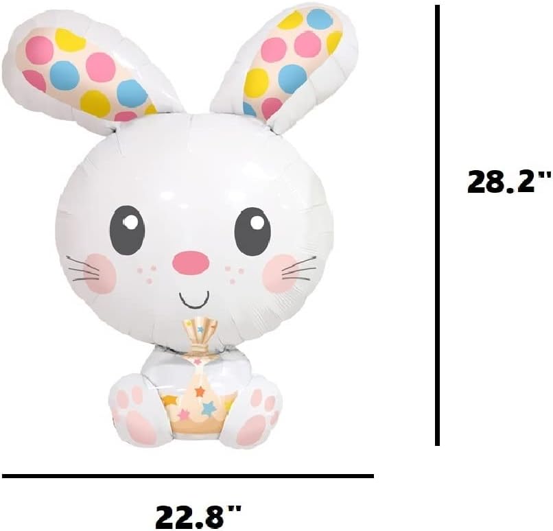 6Pcs Jumbo Bunny Easter Balloons - 28.7" Bunnies Spotted Mylar Party Balloon Decoration - Easter Animal Bunny Rabbit Jungle Farm Theme Party Birthday Baby Shower Balloons