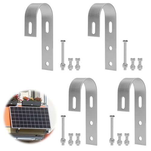 4 Pièces Fixation pour Panneau Solaire Crochets, Support Panneau Solaire, Crochet en Acier Inoxydable pour Balustrade, pour Panneau Solaire pour Fixation Sola...