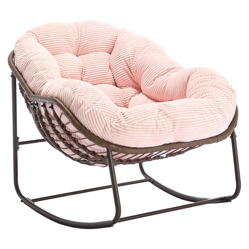 hrijusdif Mecedora de ratán para exteriores, con respaldo tapizado, para entrada delantera, salón, patio, jardín