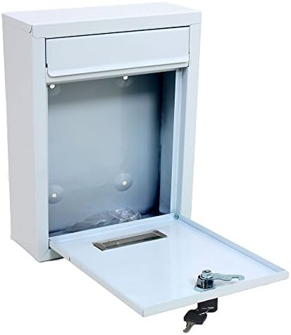 External Mailbox Wall Mounted Outdoor White Metal Letterbox for Outside Wall | Locking Residential Postbox Mail Letter Post Box
