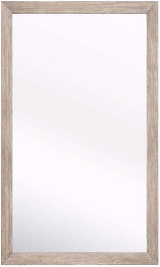 Pemberly Row Full-Length Floor Mirror, 79"x47", Solid Acacia Wood Frame, Natural Gray Finish, Large Glass Surface, Traditional and Transitional Style, Ideal for Bedroom, Hallway, Dressing Room Use
