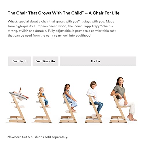 Tripp Trapp High Chair From Stokke, Natural - Adjustable, Convertible Chair For Children & Adults - Includes Baby Set With Removable Harness For Ages 6-36 Months - Ergonomic & Classic Design #TOP3