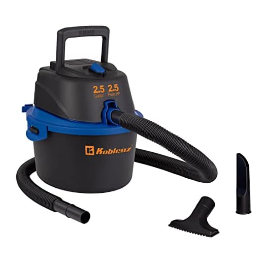 Koblenz WD-2.5 MA Aspiradora Seco Mojado 3 en 1 con Sistema de Expulsión de Aire, 2.5 Galones y Motor de 2.5 HP, Aspira Sólidos y Líquidos, Aspiradora Portátil para Auto, Casa y Taller con Accesorios