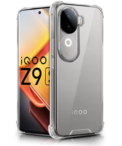 Image of WOW IMAGINE Ultra-Hybrid Crystal Clear Back Case for iQOO Z9s 5G | Vivo V40e 5G | Shockproof Design | Camera Protection Bump | Hard Clear Mobile Back Cover with Cushioned Edges - Transparent