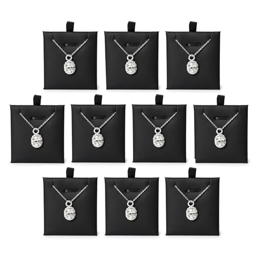 Woodten 10pcs Pendant Inserts, Black PU Leather Cover, Jewelry Organizer Display for Pendant Tray
