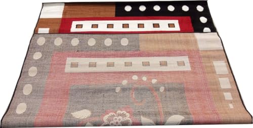 Image of Home Decore Acrylic Carpet for Your Living Room & Drawing Room Aywhere in Your Home Size - 6 X 8 Ft (Black RED)