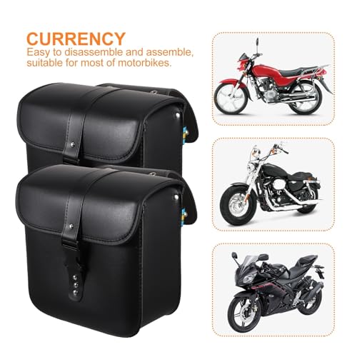 Bolsa lateral de cuerda ecológica en PU negro para herramientas de moto 5