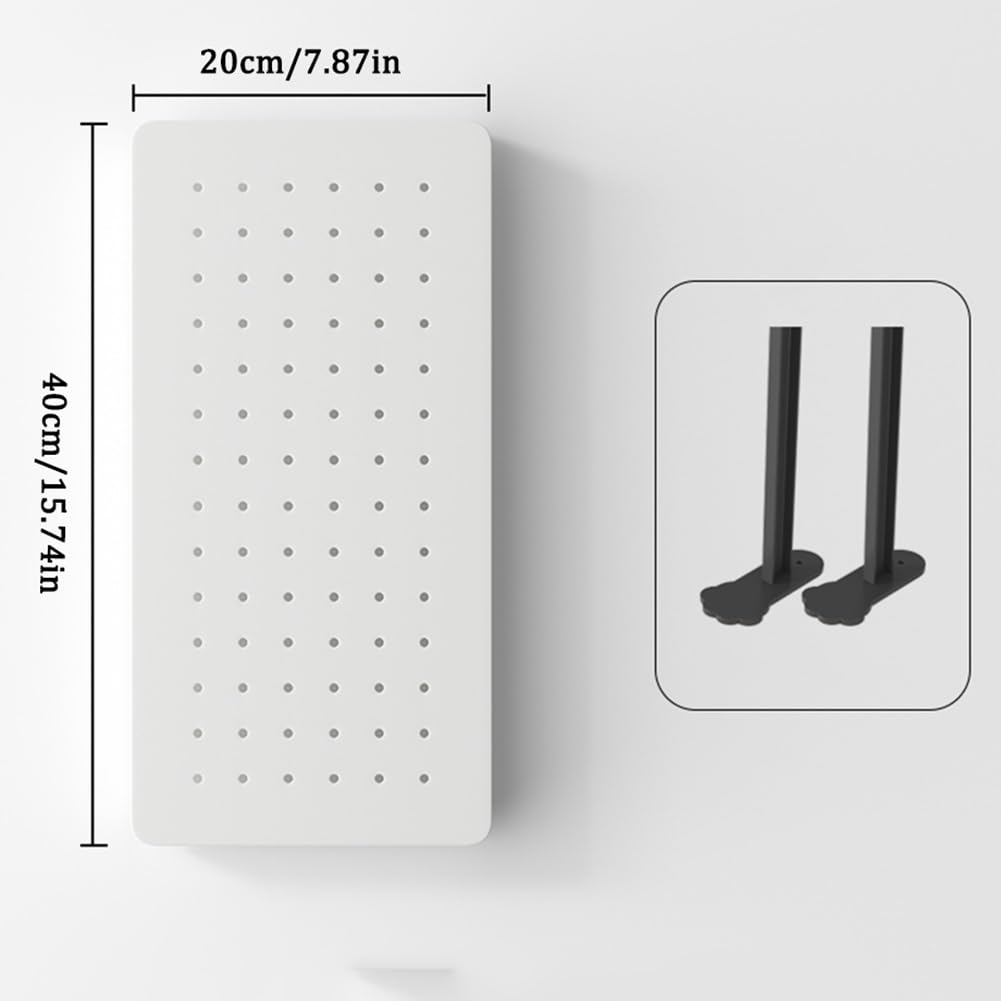 Naścienny zestaw organizerów do pegboardów – 20 x 40 cm, pionowe przechowywanie do garażu i pokoju rzemieślniczego, białe rozwiązanie do przechowywania narzędzi, oszczędność miejsca, uniwersalny