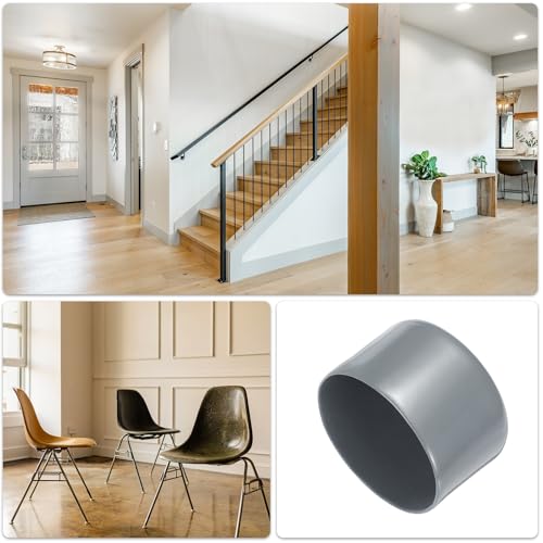 Image of uxcell 4pcs Rubber End Caps 63mm(2 1 /2 Inch) ID x 40mm(1 9 /16 Inch) H Vinyl Round End Cap Cover Screw Thread Protectors Light Gray, 40mm Height