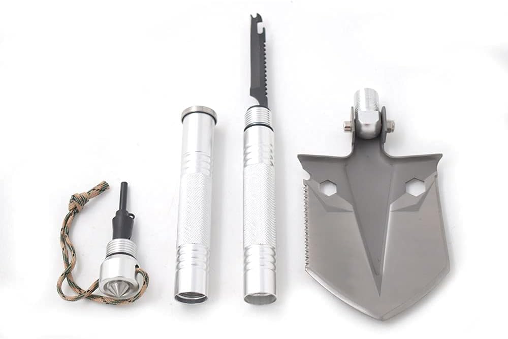 Snake Eye Tactical Survival Survival Shovel and Camping Axe Stainless Steel Multi-Tool and Survival Hatchet – Equipment for Outdoor, Hiking, Hunting, Emergency, Backpacking.
