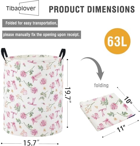 Image of Baby Laundry Basket Baby Nursery Hamper Kids Laundry Basket Toy Storage Bin for Boys Room Decor Gift Baskets for Bedroom Bathroom(Gift Flower)