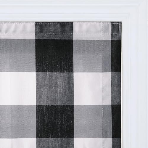 Image of TWOPAGES No Drill Cordless Buffalo Black Plaid Roman Shades Gingham Checkered Roman Blinds for Windows, Customized Room Darkening Blackout Blinds Farmhouse Shades, 1 Piece