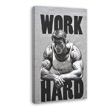 ZTATU Peintures sur Toile Arnold Schwarzenegger Citation Travailler Dur Posters Aménagement Décoratif Salon Chambre à Coucher 30x50cm sans Cadre