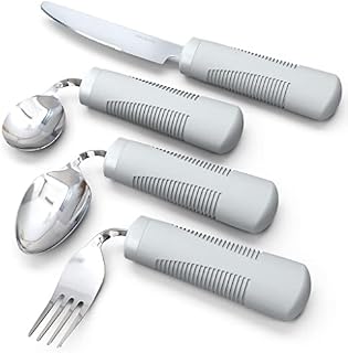 iMedic - Weighted Bendable Cutlery Set- Great for The Elderly, Disabled and Parkinson's Or Tremors Sufferers. 1X Grey Set. (The Knife Does Not Bend)