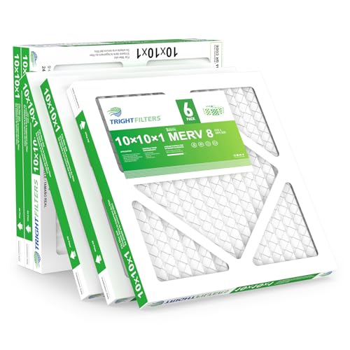 TRIGHTFILTERS 10x10x1 Air Filter 6 Pack, Durable MERV 8 Pleated Home HVAC AC Furnace Filters, Lightweight Compact Air Conditioner Filter Replacement