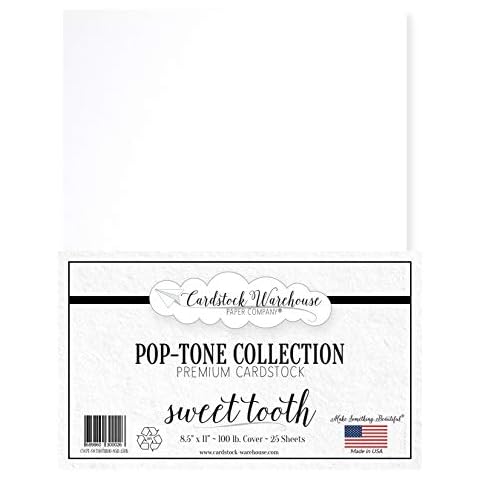 Cardstock Warehouse Pop Tone Sweet Tooth White - 8.5 x 11" - 100 Lb. / 270 Gsm Matte Premium Cardstock Paper - 25 Sheets Cover