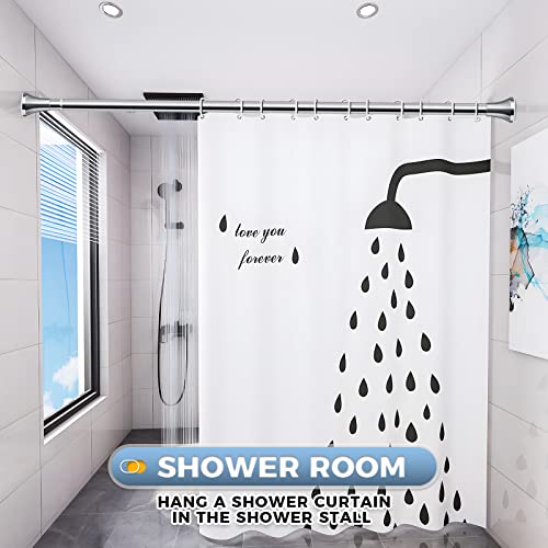 Aizesi Shower Curtain Rod Tension, 36-72 Inches Adjustable Stainless Steel Shower Rod, Rust-Resistance And Non-Fall Down Spring Tension Curtain Rod (Stainless Steel, 54"-90"-1Pcs) #TOP2