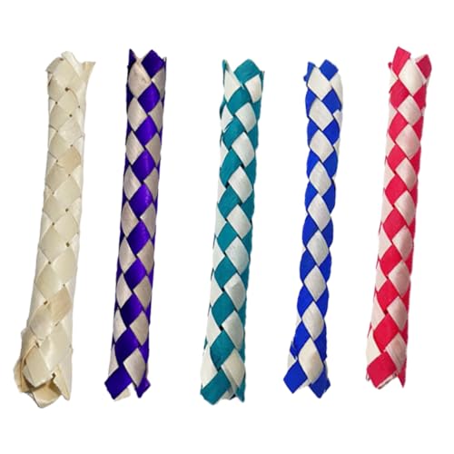 AKSIQIOL 5 Pieces Chinese Finger Traps,Classic Wooden Finger Trap Toys in Assorted Colors, Fun Party Favors & Bag Fillers for Kids' Birthday Parties