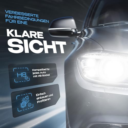 Gread - 2x H8 Halogenlampe Xenon Style - weiss - 8500k 35W - E-Prüfzeichen