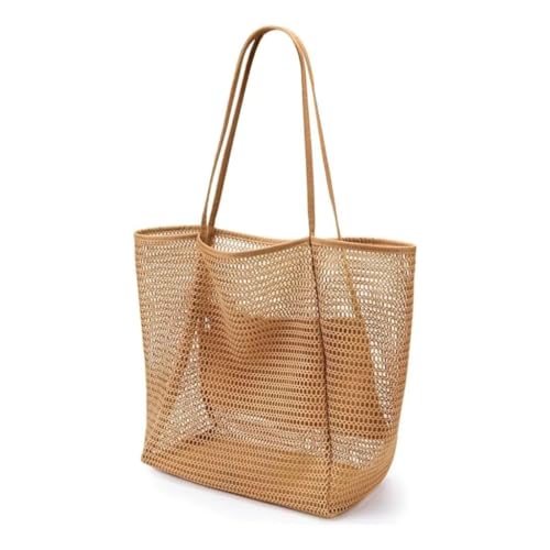 Bolsa de Praia Feminina em Malha de Poliéster, Design Respirável com Zíper, 37x35x16cm, Ideal para Praia Piscina e Viagens (Cores sortidas)